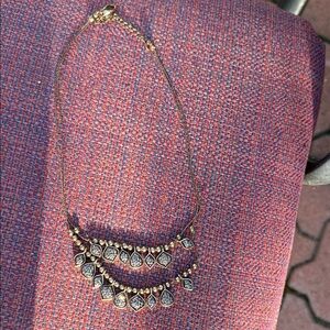 Gold-Tone Statement Necklace with Clear Stones